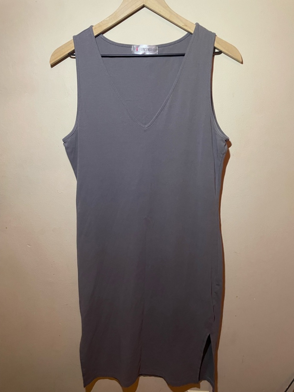 Women’s Sleeveless V-Neck Tank Dress - Gray
